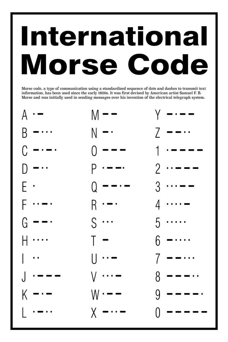 Printable Morse Code Aphabet Poster image 3