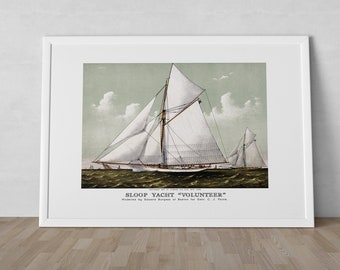 Vintage Sailboat Reproduction - Sloop Yacht "Volunteer" Unframed Poster or Print