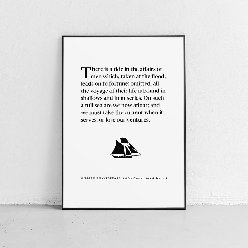 Seize the Moment Shakespeare Quote Unframed Print or Poster Inspiring Wall Art for Success and Fortune image 4