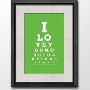 I Love You More Than Pickles Eye Exam Chart Print Wall Hanging Home Decor image 1