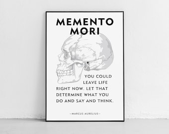 Printable Stoic Quote "Memento Mori" Skull Instant Digital Download