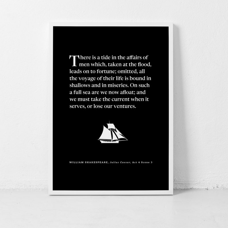 Seize the Moment Shakespeare Quote Unframed Print or Poster Inspiring Wall Art for Success and Fortune image 2