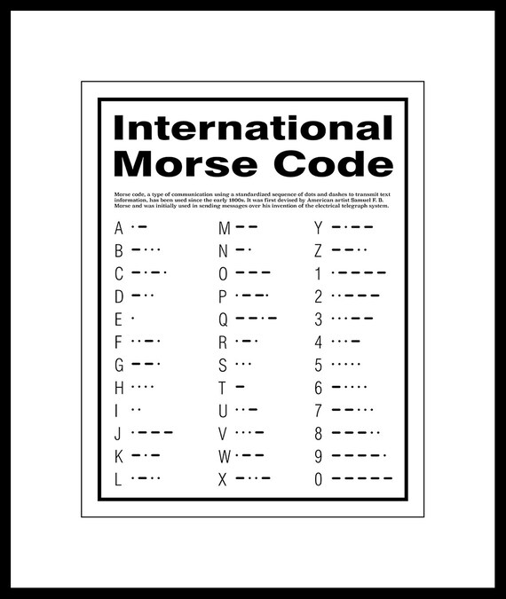 Printable Morse Code Poster Or Print Dwelling Decor Wall Artwork picture regarding Morse Code Printable identify Printable Morse Code Poster Or Print Dwelling Decor Wall Artwork