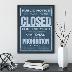 US Government Prohibition Poster Reproduction Home Decor Print Wall Art Special Edition