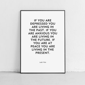 Motivational Print Past Present Future Lao Tzu Quote Instant Digital Download Printable image 1