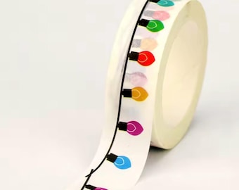 Cinta adhesiva Washi con luces navideñas - 1 rollo completo