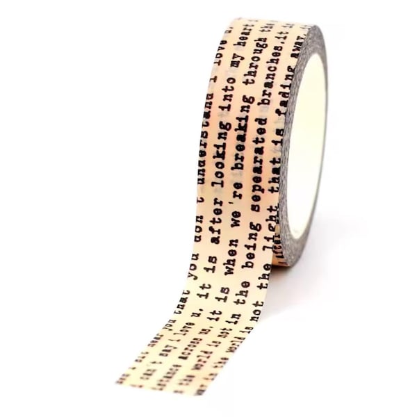 Cinta washi inglesa de máquina de escribir vintage - 1 rollo completo