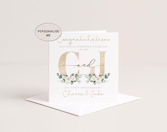 Personalised Engagement Card For Couple, Daughter, Son, Friend Or Grandson With Names: Gold Foil