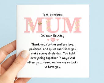 Floral Birthday Card For Mum | Minimalist Letterpress