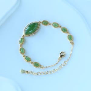 Natürliche grüne Jadeit Armband 925 Silber/ Elegantes Marquise Schliff Perlen Jade Armband/ Handgemachter feiner Jade Schmuck/ Armband für jeden Tag
