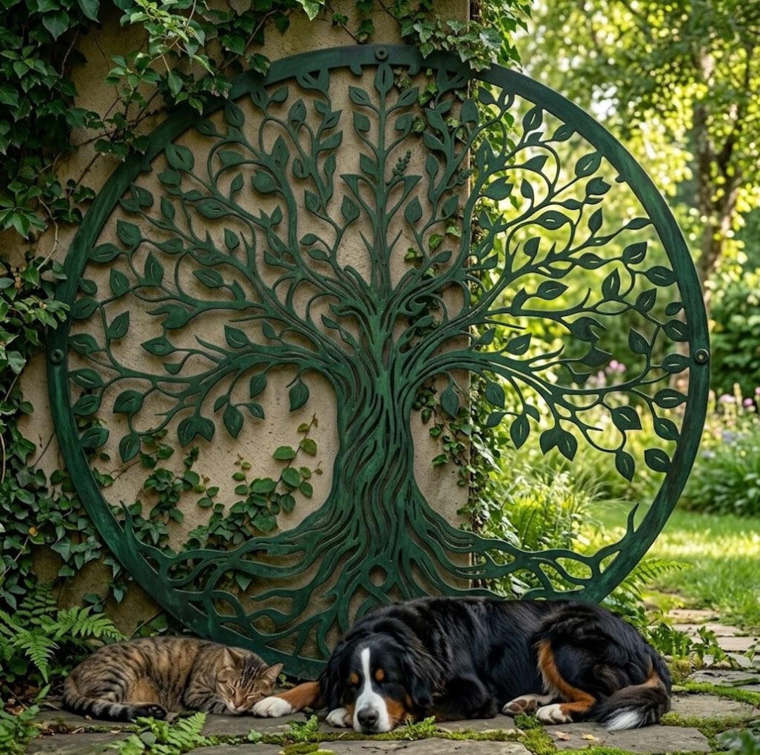 Metal Tree of Life Wall Art, Outdoor Garden Metal Decor, Large Rustic ...