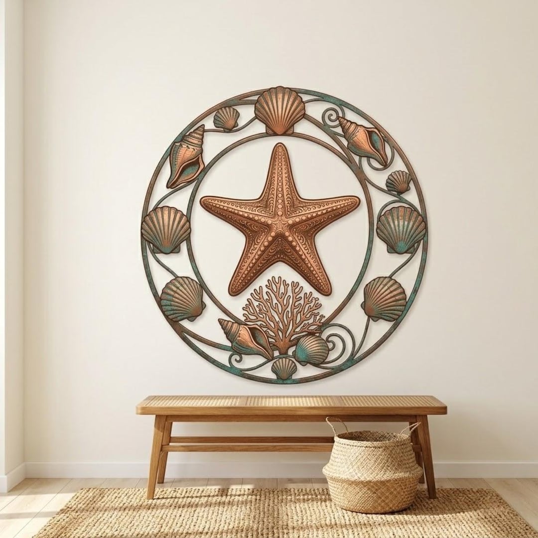 Starfish Metal Wall Art Coastal Beach Decor Nautical Wall Hanging ...