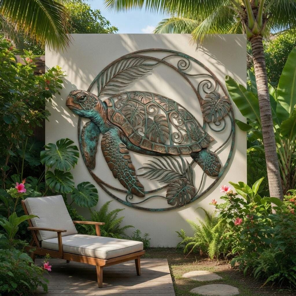 Sea Turtle Metal Wall Art Coastal Beach Decor Nautical Wall Hanging ...