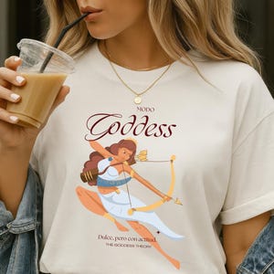 Camiseta unisex de algodón grueso, estilo diosa, para la mujer Actitud