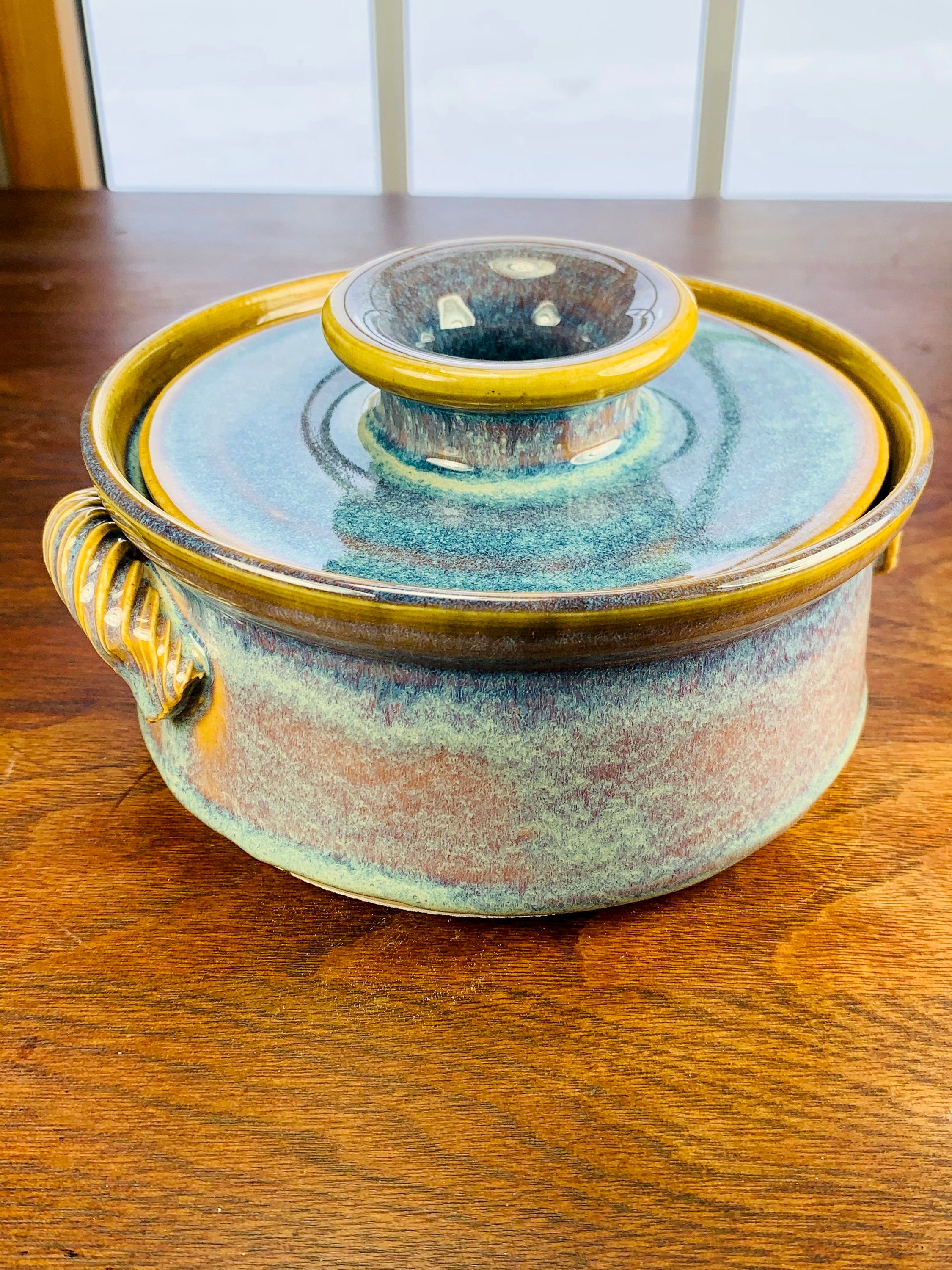 Butter dish with lid blue butter bowl holds at least 1 1/2 | Etsy