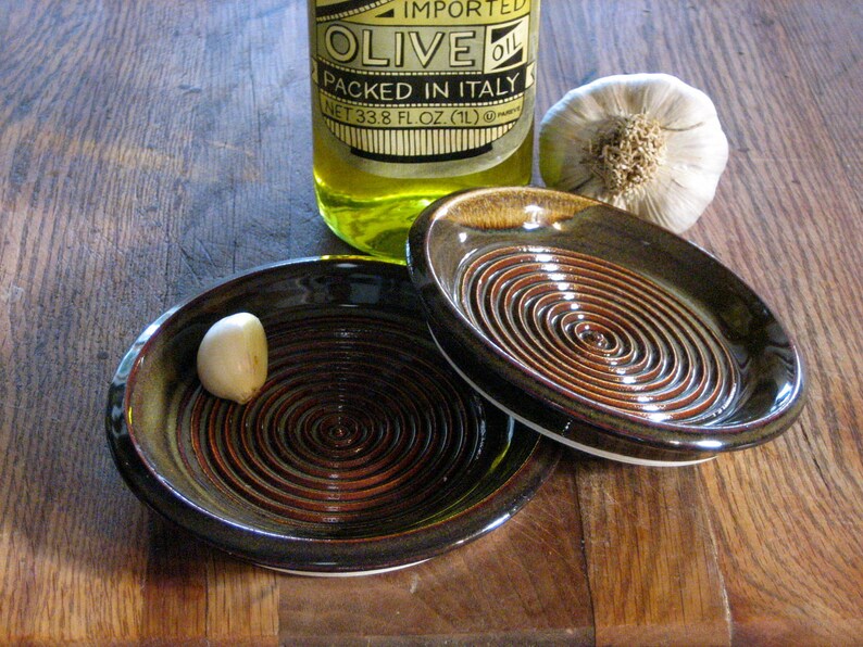 Garlic grater bowl. Brown glaze Etsy
