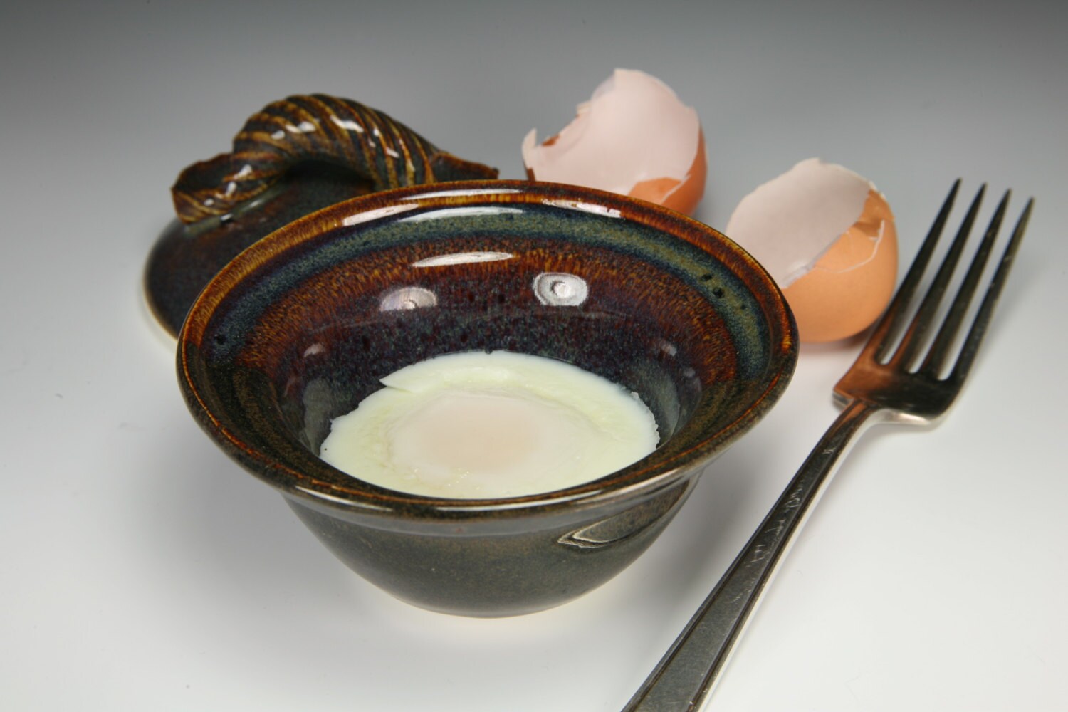 Brown microwave ceramic egg cooker egg poacher egg cup Etsy