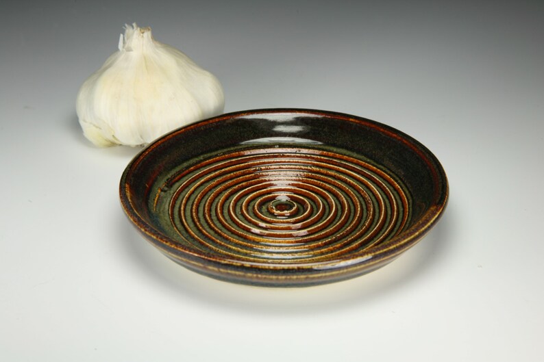Garlic grater bowl. Brown glaze Etsy