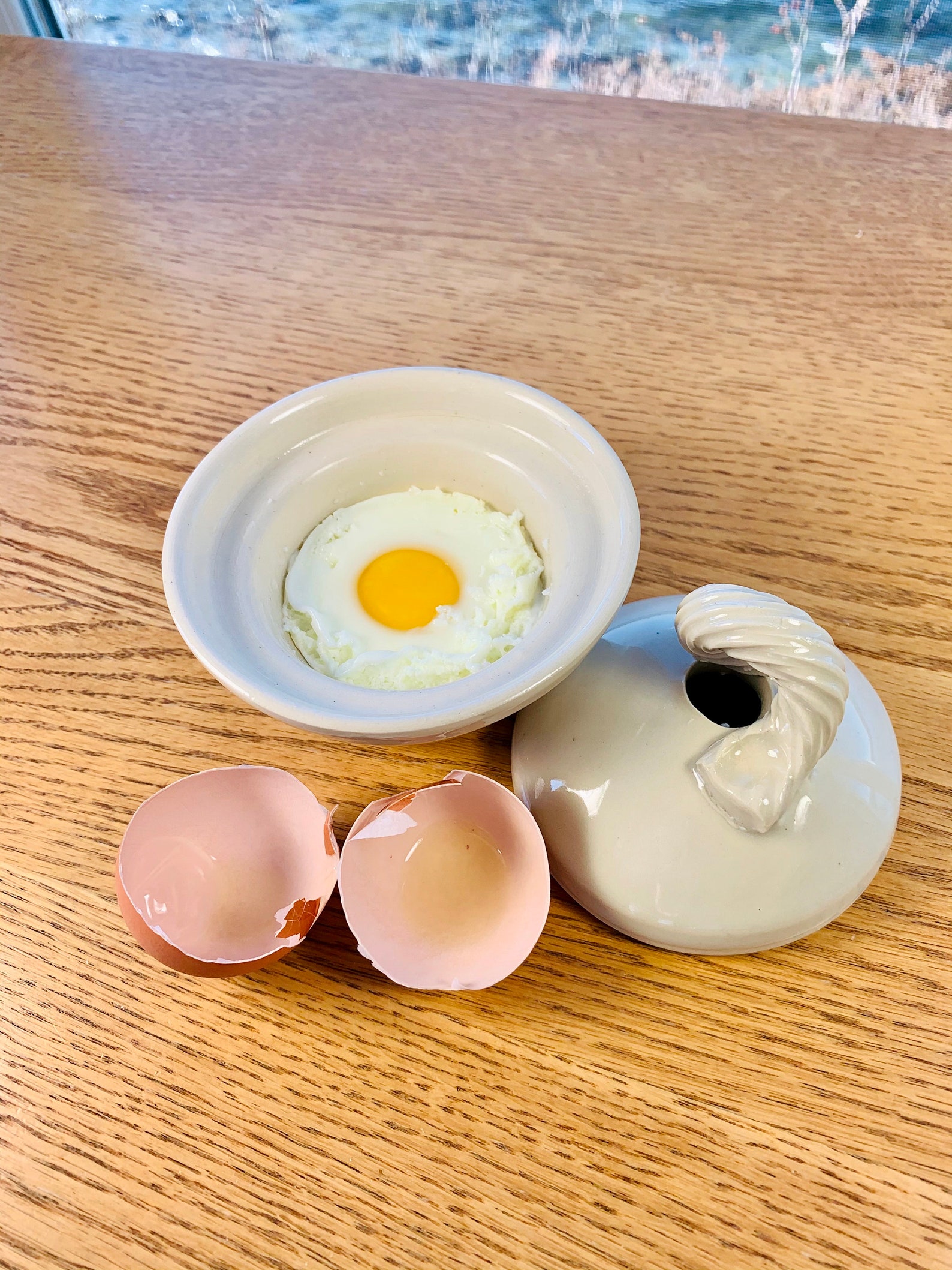 Egg cooker white ceramic egg poacher cooks under 30 seconds Etsy