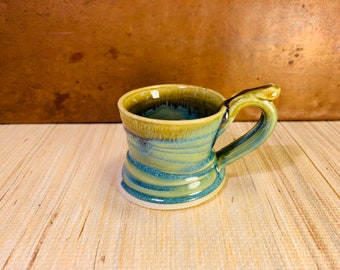 Little espresso cup, green 4 ounce small mug, gift for espresso lover, gift for coffee lover # 2250