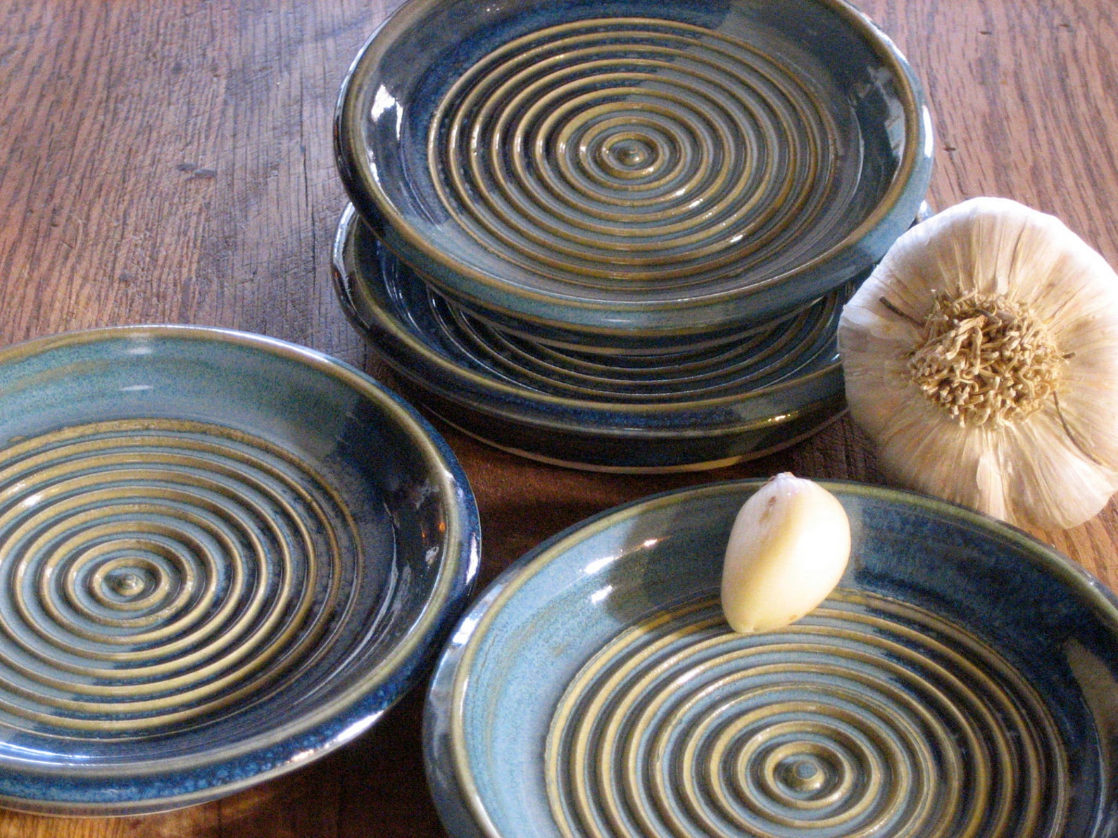 Garlic Grater Bowl in Our Denim Blue Glaze Gift for Garlic Etsy