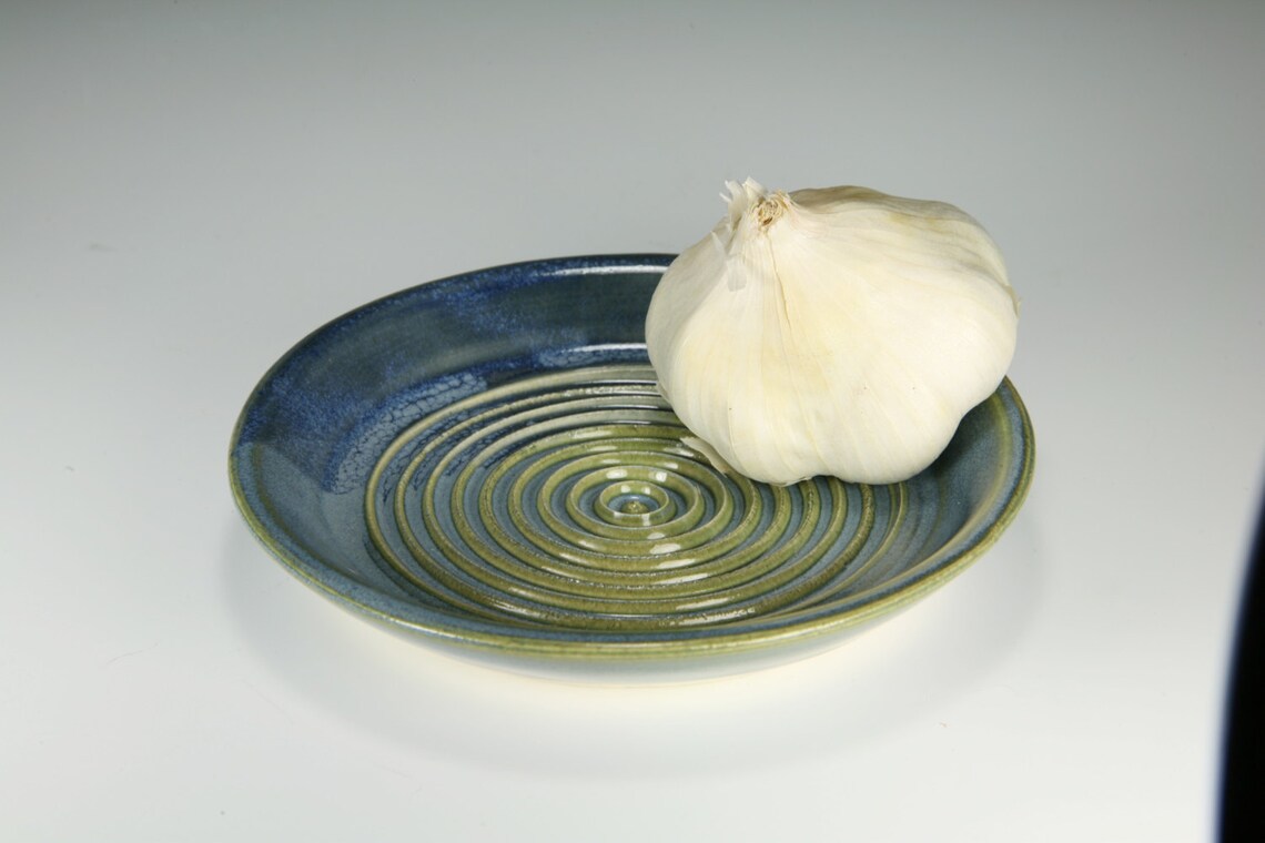 Garlic Grater Bowl in Our Denim Blue Glaze Gift for Garlic Etsy