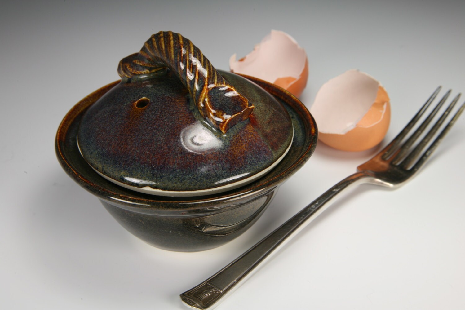 Brown microwave ceramic egg cooker egg poacher egg cup Etsy