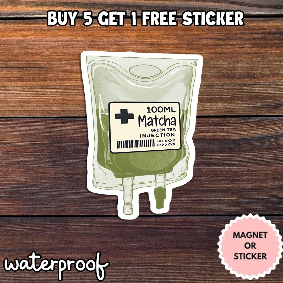 Matcha Injection Bag Sticker, Funny Green Tea Decal, Laptop Magnet - Etsy