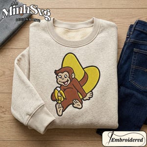 Sudadera bordada de Jorge el Curioso – Ropa infantil con dibujos animados del año 2000