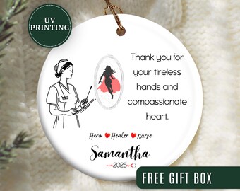 Adorno de agradecimiento para enfermeras, adorno navideño personalizado de agradecimiento para enfermeras, regalo de agradecimiento para enfermeras.