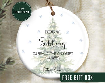 Adorno navideño personalizado para hermanos, regalo de recuerdo para hermano y hermana.