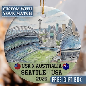 World Cup 2026 Ornament, Custom World Cup Match Ornament Gift for Soccer Lover Personalized Soccer Team Stadium Date Gift World Cup Keepsake