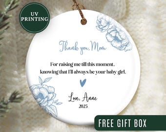 Adorno para la madre de la novia, adorno navideño personalizado para la madre de la novia, regalos para el recuerdo de la madre de la novia, adorno navideño MOB