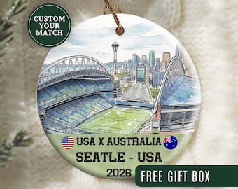 World Cup 2026 Custom Match Ceramic Ornament, Personalized Soccer Team Stadium Date Gift, I Was There Football Keepsake