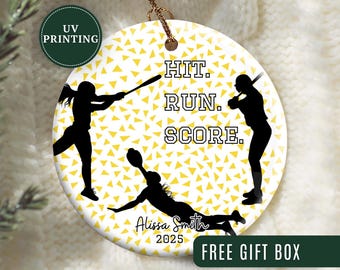 Adorno de sóftbol, adorno navideño de sóftbol personalizado, adorno de sóftbol personalizado, adorno de jugador de sóftbol, regalo de recuerdo del equipo de sóftbol