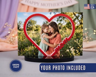 Marco de fotos 3D personalizado para regalo del Día de la Madre, decoración floral de recuerdo, regalo personalizado para la abuela, placa de nacimiento de la abuela.