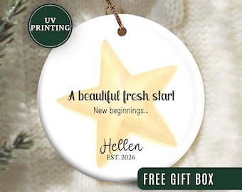Adorno de Nuevos Comienzos, Adorno navideño personalizado de Nuevos Comienzos, Regalo para un evento que cambia la vida, Adorno de recuerdo de Nuevos Comienzos