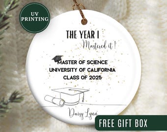 Ozdoba na ukończenie studiów magisterskich, spersonalizowana ozdoba świąteczna na ukończenie studiów magisterskich, pamiątka z okazji ukończenia studiów magisterskich