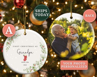 Adorno para nuevo abuelo, adorno navideño personalizado para nuevo abuelo, adorno personalizado para el abuelo, regalos para el futuro abuelo, recuerdo de anuncio