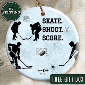 Hockey Ornament Custom Hockey Christmas Ornament Personalized Hockey Christmas Ornament Gift for Hockey Player Ornament Hockey Team Keepsake