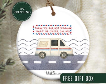 Adorno de cartero, adorno navideño personalizado de cartero, regalo para cartero, adorno de entrega, adorno de agradecimiento de cartero.