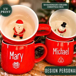 Personalized Christmas Mug with Names, Personalized Handmade 3D Family Mug Christmas Lover Gift, Special Coffee Mug, Handpainted Mug