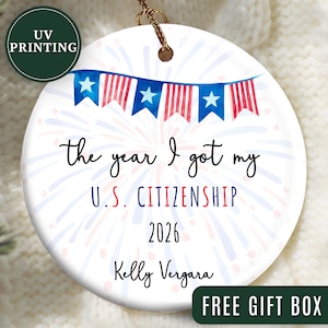 American Citizen Ornament, American Flag Ornament, US Citizenship Gift, New American Gift, Naturalization Gift, First Xmas as American gift