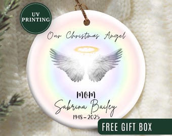 Adorno conmemorativo para mamá, adorno navideño personalizado para mamá, adorno conmemorativo personalizado para mamá, regalo de recuerdo para mamá, recuerdo de simpatía de musgo.