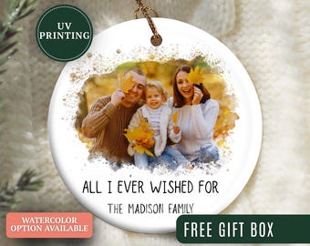 Adorno navideño familiar personalizado, regalo para familia, adorno navideño, adorno familiar de acuarela, recuerdo navideño familiar.