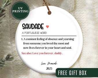 Adorno de condolencias, adorno navideño de condolencias personalizado para un amigo, regalos de condolencias para un recuerdo de condolencias, adorno navideño "Pensando en ti".