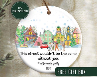 Adorno de vecino, adorno navideño personalizado de vecino, adorno de vecino personalizado, regalo de vecino de al lado, recuerdo de agradecimiento de vecino