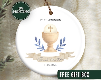 Adorno de Primera Comunión para Niño, Adorno Navideño Personalizado para Primera Comunión de Niño, Regalo para Primera Comunión de Niño, Regalo Personalizado para Primera Comunión de Niño