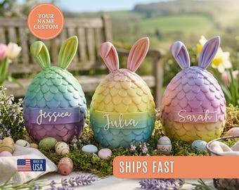 Huevo de Pascua personalizado para niños, huevo rellenable impreso en 3D para Pascua infantil, cesta de Pascua para buscar huevos de Pascua, regalo de Pascua con nombre