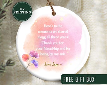 Adorno de amigo personalizado, adorno navideño personalizado para mejor amigo, regalo para amigo, adorno navideño, recuerdo de amigo, regalo de Navidad para amigo.